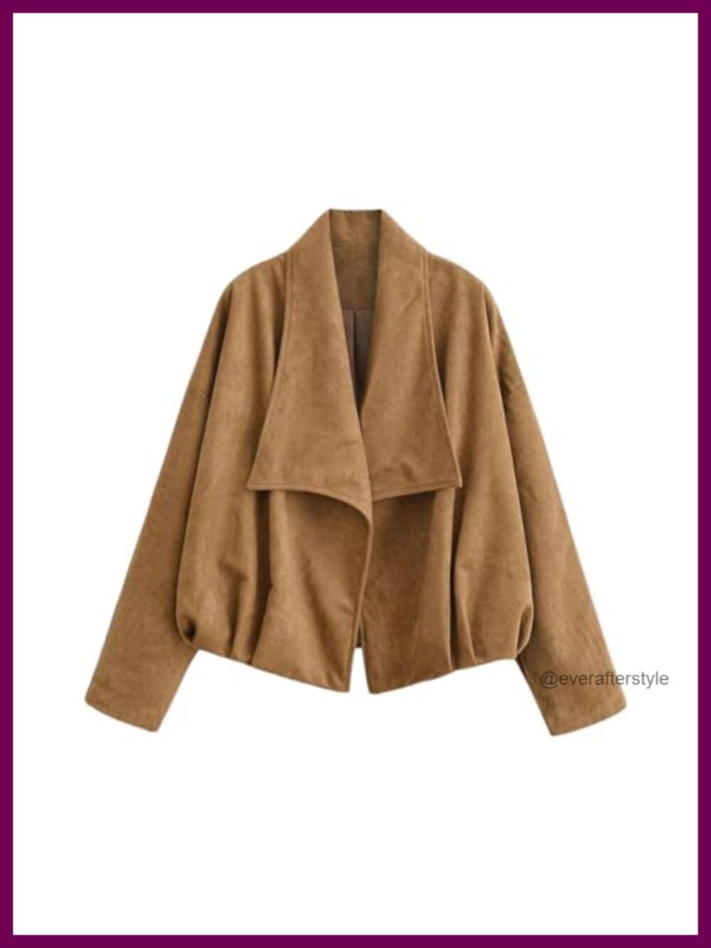 Faux Suede Wrap Jacket Lapel Collar Long Sleeve Open Front Loose Fit